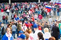MINSK, BELARUS - MAY 9 - Russian Fans in Front of