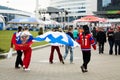 MINSK, BELARUS - MAY 9 - Russian Fans in Front of