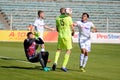 MINSK, BELARUS - MAY 6, 2018: Soccer players argue, conflict during the Belarusian Premier League football match between