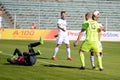 MINSK, BELARUS - MAY 6, 2018: Soccer players argue, conflict during the Belarusian Premier League football match between