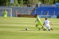 MINSK, BELARUS - MAY 6, 2018: Soccer players fights for ball during the Belarusian Premier League football match between