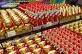 MINSK, BELARUS - November 22, 2019: Chocolate Santa Claus, bears and hares Lindt on supermarket shelf