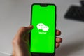 Minsk, Belarus - November 06, 2019: Wechat application on smartphone. The most popular messenger in China