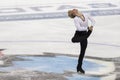 Minsk, Belarus Ã¢â¬âOctober 19, 2019: Figure Skater Daniel Grassl from Italy Performs Men Short Program on Ice Star Championship in