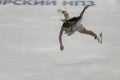 Minsk, Belarus Ã¢â¬âOctober 19, 2019: Figure Skater Lea Serna from France Performs Ladies Free Skating Program on Ice Star Royalty Free Stock Photo