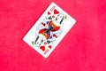 Queen of Hearts playing card, red background Royalty Free Stock Photo