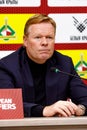 Minsk, Belarus - October 13, 2019 : UEFA European Qualifiers 2020. Ronald Koeman portrait Royalty Free Stock Photo