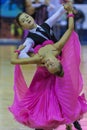 Minsk-Belarus, October 4,2014: Unidentified Dance couple perform Royalty Free Stock Photo