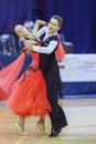 Minsk-Belarus, October 4,2014: Unidentified Dance couple perform Royalty Free Stock Photo