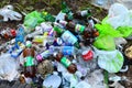 People throw away plastic bottles, bags and food waste, leave trash on the street after themselves Royalty Free Stock Photo