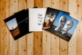 Minsk, Belarus - 07.04.2020: Pink Floyd Vinyl Collection on wooden background