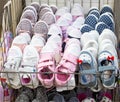 MINSK, BELARUS 17.10.2019: Sale of modern and beautiful children`s shoes for children