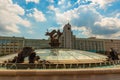 MINSK, BELARUS: Sculpture of cranes fountain in Independence Square