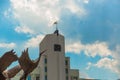 MINSK, BELARUS: Sculpture of cranes fountain in Independence Square