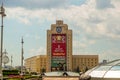 MINSK, BELARUS: Sculpture of cranes fountain in Independence Square