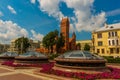 MINSK, BELARUS: Sculpture of cranes fountain in Independence Square