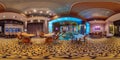 MINSK , BELARUS - SEPTEMBER 20, 2012: panorama inside interior of luxury stylish gold casino XO. Full 360 degree seamless panorama