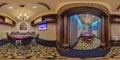 MINSK, BELARUS - SEPTEMBER 21, 2012: Panorama of interier hall luxury casino in vip room, full 360 seamless panorama in Royalty Free Stock Photo