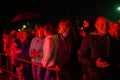 Minsk, Belarus, September 21, 2019.public in the rain on the dance floor in front of a musical group Royalty Free Stock Photo