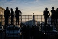 Minsk, Belarus - September 20, 2020: Riot police blocking the road for protesters with water cannons, cages and shields.