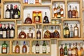 Minsk, Belarus - September, 2018: Various alcohol bottles in a bar or restaurant Royalty Free Stock Photo