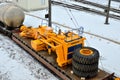 Transportation of dump trucks Belaz by rail.