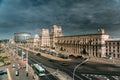 Minsk, Belarus. Two Buildings Towers - Gates Of Minsk, Station Square Royalty Free Stock Photo