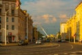 MINSK, BELARUS: Two Buildings Towers Symbolizing The Gates Of Minsk, Station Square. Royalty Free Stock Photo