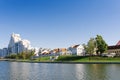 Minsk, Belarus. View of the Trinity Suburb and the Svisloch river in the capital of the Republic Royalty Free Stock Photo