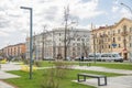 Minsk, Belarussia. City infrastructure, street with buildings Royalty Free Stock Photo