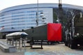 Sample of an operational tactical missile and launch container for Belarussian multiple launch rocket system `Polonez-M`