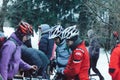 Minsk region Belarus January 27, 2018 Cross-country and cross-country cycling competitions in winter Royalty Free Stock Photo