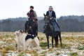 Re-enactment of the traditional hunting with russian wolfhounds Royalty Free Stock Photo