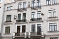 Minsk, Republic of Belarus - june 02, 2022: Facade and windows of old tall building