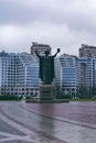 Minsk, Republic of Belarus - November 8, 2021: Monument to Francis Skaryna belorussian first printer, educator, humanist near