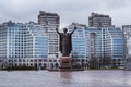 Minsk, Republic of Belarus - November 8, 2021: Monument to Francis Skaryna belorussian first printer, educator, humanist near