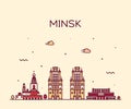 Minsk skyline Belarus a vector illustration linear