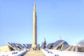 Minsk. View on the Belarusian Great Patriotic War Museum and obelisk Minsk - Hero-City