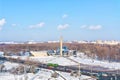 Minsk. View on the Belarusian Great Patriotic War Museum and obelisk Minsk - Hero-City