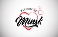 Minsk Welcome To Message With Beautiful Red Hearts