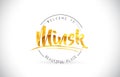 Minsk Welcome To Word Text with Handwritten Font and Golden Text