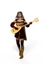 Singing Girl with Lute, 3D Illustration