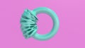 Mint blue glass ring deforming. Abstract animation, 3d render.