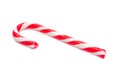 Mint candy cane striped in traditional Christmas colours isolated on a white Royalty Free Stock Photo