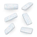 Mint chewing gum with blue inclusions realistic set. Oral hygiene product with spearmint flavor.