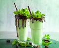 Mint chocolate milkshake Royalty Free Stock Photo