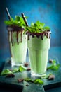 Mint chocolate milkshake Royalty Free Stock Photo