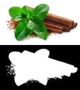 Mint and cinnamon, clipping paths Royalty Free Stock Photo