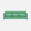 Mint color sofa mockup, realistic style Royalty Free Stock Photo