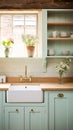 Mint cottage kitchen interior design, home decor and house improvement, English in frame kitchen cabinets in a country house